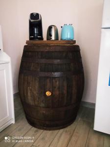 a barrel with two cameras on top of it at Verde Mare in Alassio