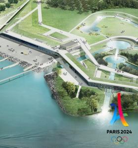uma representação artística de uma ponte sobre uma massa de água em Au Charme De Bussy - Golf 5 mins, Disneyland 10 mins, Paris 15 miles em Bussy-Saint-Georges