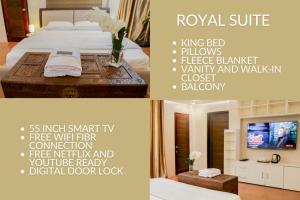 a flyer for a hotel room with a bed and a television at Anahaw Estates Davao in Davao City