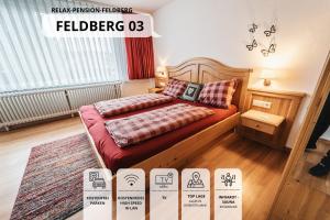 a poster of a bedroom with a bed in a room at Relax Pension Feldberg in Feldberg