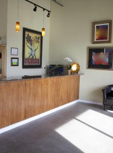 a lobby of a waiting room with a reception counter at Key West Resort - Lake Dora in Tavares