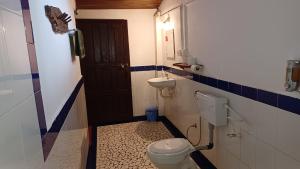 a bathroom with a toilet and a sink at Nature's Nest Eco Resort Goa, Near Dudhsagar Waterfalls in Molem
