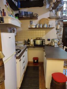 a kitchen with a white refrigerator and a stove at La Grotta del Leone in Potenza