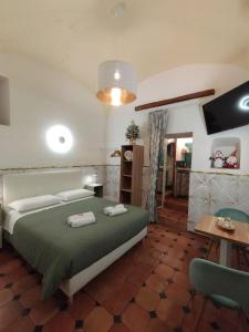 a bedroom with a bed and a television in it at Siconolfo 5 in Salerno +11 photos