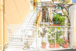 białe schody z roślinami doniczkowymi w obiekcie Coryfo Casetta, Mon Repo w Korfu