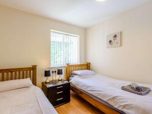 Llandderfel的住宿－2 bed property in Bala 86963，一间卧室设有两张床和窗户。