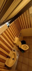 a bathroom with a toilet and a sink at Frangipani Holiday Home in Fort Kochi