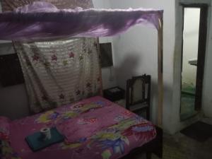 a bedroom with a bed with a canopy and a mirror at Tabassam House in Lamu