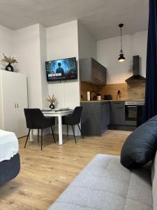 Coin salon dans l'établissement Ferienwohnung Lorenz mit kostenlosem Parkplatz Netflix Boxspringbett Küche