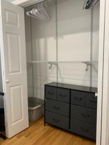 a closet with a dresser in a room at RobbinsStreetWaltham in Waltham