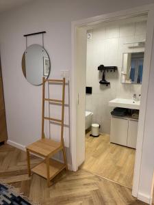 a room with a bathroom with a ladder and a sink at AlmaOldTown - Centrum - Check-In 24h in Wrocław