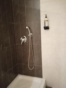 a shower with a shower head in a bathroom at Olympic Hotel in Piraeus