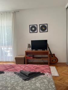 Μια τηλεόραση ή/και κέντρο ψυχαγωγίας στο Cozy apartment with the view