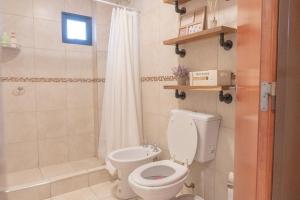 a bathroom with a toilet and a shower at Torre Alem 4 A in San Miguel de Tucumán