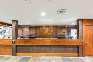 a lobby of a clier lodge with a counter at The Eden Whistler - Luxury 2 BDRM Ski in / Ski out in Whistler