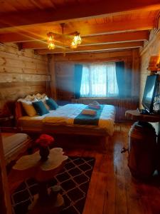 een slaapkamer met een bed en een televisie in een kamer bij RUBAŞI OTEL FINDIKLI 