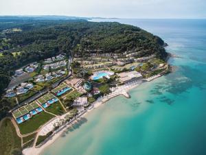 an aerial view of a resort near the water at Luxury Villa in Sani, Halkidiki, Greece in Sani Beach