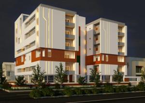 a rendering of a large apartment building at Ahasa Bacardi in Hyderabad