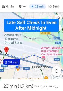 una mappa del set check-in anche dopo la mezzanotte di Airport Boulevard Guesthouse a Grassobbio