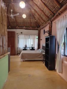 1 dormitorio con 1 cama en una habitación en Casa Matias Romero, en Tangolunda