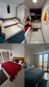 un collage de cuatro fotos de un dormitorio en Casa na Beira da Praia da Pipa Beach House Luxury, en Pipa