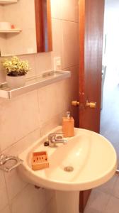モンテビデオにあるMonoambiente céntricoのバスルーム(白い洗面台、鏡付)