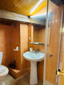 a bathroom with a sink and a toilet at MIKKA FRONTERA DUPLEX PISTAS in Pas de la Casa
