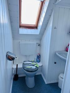 a small bathroom with a toilet and a window at Ferienhaus in Warstein-Suttrop für 7 Personen in Warstein