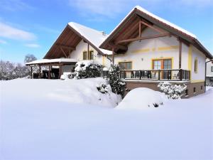 a house covered in snow at Ferienwohnung Fuchs in Albrechts