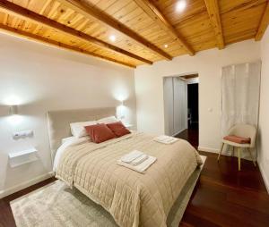 アーロにあるAPARTAMENTO CONDE DE HAROのベッドルーム(大型ベッド1台、椅子付)