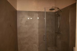 eine Duschkabine mit einer Glastür im Bad in der Unterkunft Apartahotel Siglo XIX in Tarifa