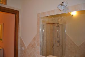 聖特奧多羅的住宿－帕文切拉住宿加早餐旅館，带淋浴和镜子的浴室