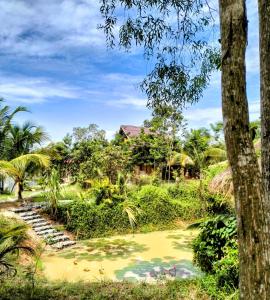 a garden in front of a house at Banteay Srey Women's Only Traditional Spa and Homestay in Kampot