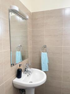 een badkamer met een wastafel en een spiegel bij NLS in Nairobi