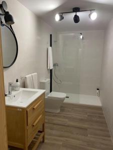 y baño con lavabo, aseo y ducha. en Apartamento Laujar de Andarax en Laujar de Andarax