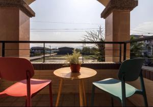 Μπαλκόνι ή βεράντα στο 奇凡小花園獨棟包棟民宿一一近梅花湖羅東夜市