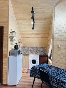 Habitación pequeña con cocina y lavadora. en Cottage Am Museum, en Mestia