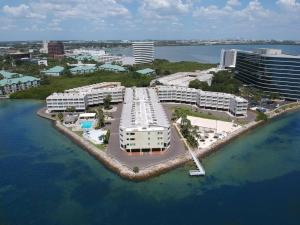 an aerial view of a resort on a island in the water at Rays by the Bay in Tampa