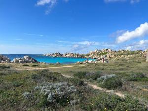 a group of people on a beach near the water at A casa di maria in Figari