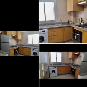 a collage of photos of a kitchen with appliances at Marina Golf appartement de luxe in Asilah