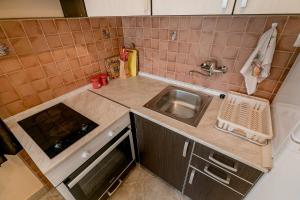 una pequeña cocina con fregadero y encimera en Apartments Gudelj en Kamenari