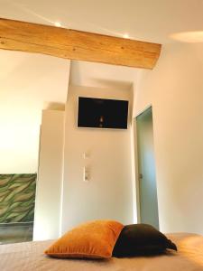 TV a/nebo společenská místnost v ubytování DAS Chalet mit Schlossblick in Wernigerode