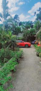 a red car is parked in a driveway at Mountain Paradise Homestay in Bandarawela