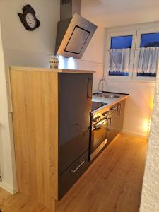 cocina con fregadero y encimera en Ferienwohnung Rheinsteig, en Boppard