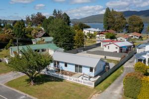 an aerial view of a small town with houses at The Mayflower Cottage in Te Anau