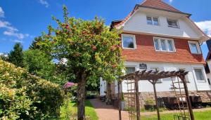 a house with a tree in the yard at Hotel Elisabeth Ilse in Braunlage