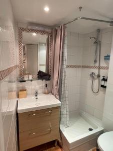 a bathroom with a sink and a shower and a toilet at Cocoon Gallery Paris in Paris +61 photos