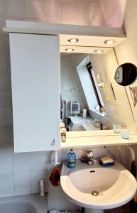 a bathroom with a sink and a mirror at Cosy. 10mn du centre et de la gare. Garage gratuit in Colmar