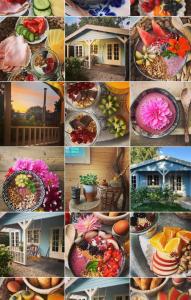 een collage van foto's van eten en een huis bij Bed and breakfast de Heg in Geldrop