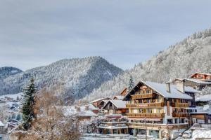 a ski lodge in the mountains in the snow at Les Chalets de La Clusaz - Appartement le Yeti in La Clusaz